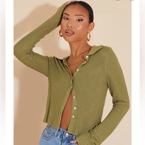 NWT PLT size small sage green sheet knit button down small